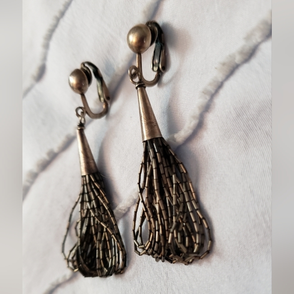 Chic Silver Mesh Drop Earrings - image 1